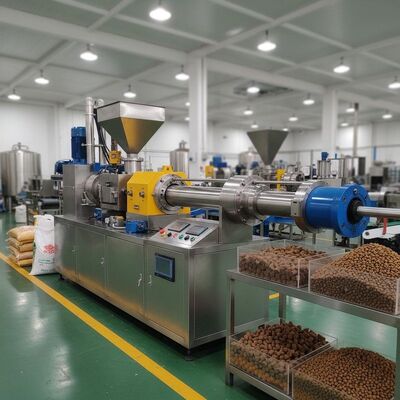 Автоматический двухвинтовый экструдер для кормов для рыб и домашних животных, изготовляющий пеллетки для кошек и собак
